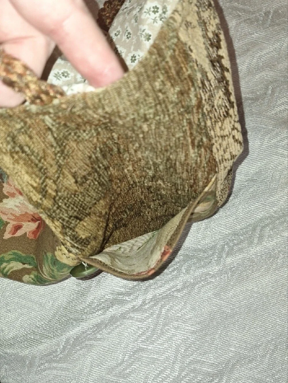 Floral Patchwork Tote Bag in Brown . HANDMADE, solf Feel , Like Sofa Material.